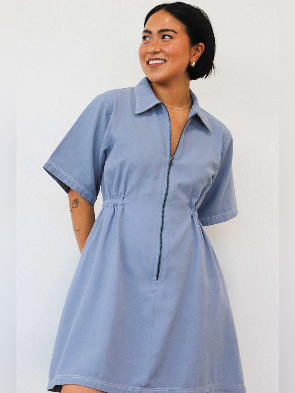 New Noble utility dress in pebble blue - Picture 2 of 9